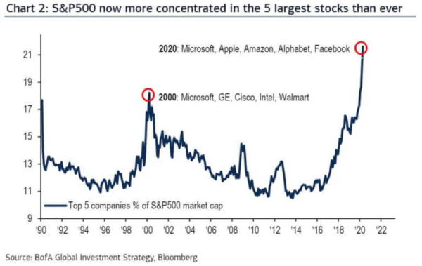 Waarde 5 aandelen SP 500
