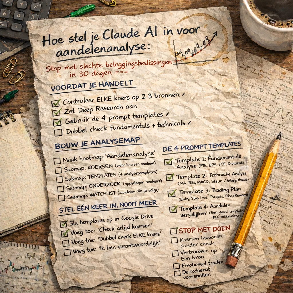 Checklist: Claude AI instellen voor aandelenanalyse