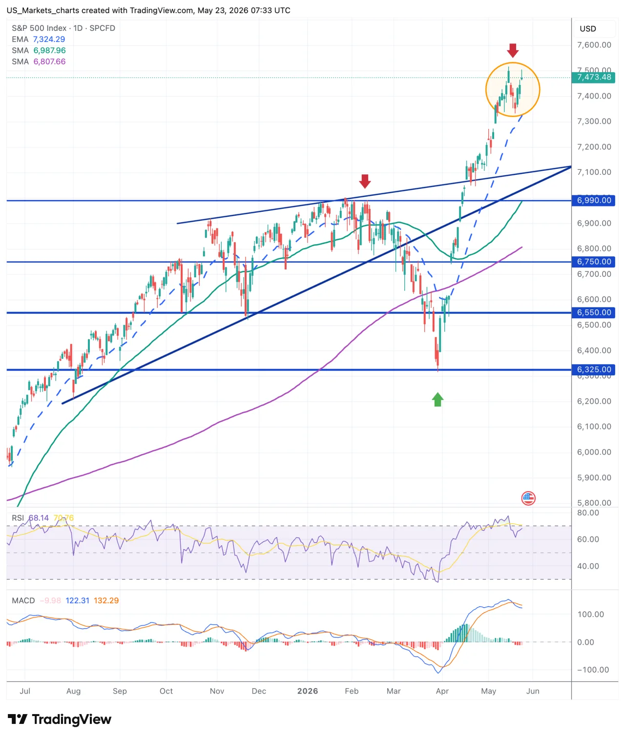 S&P 500 grafiek week 21