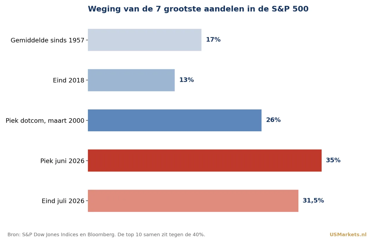 Weging van de 7 grootste aandelen in de S&P 500