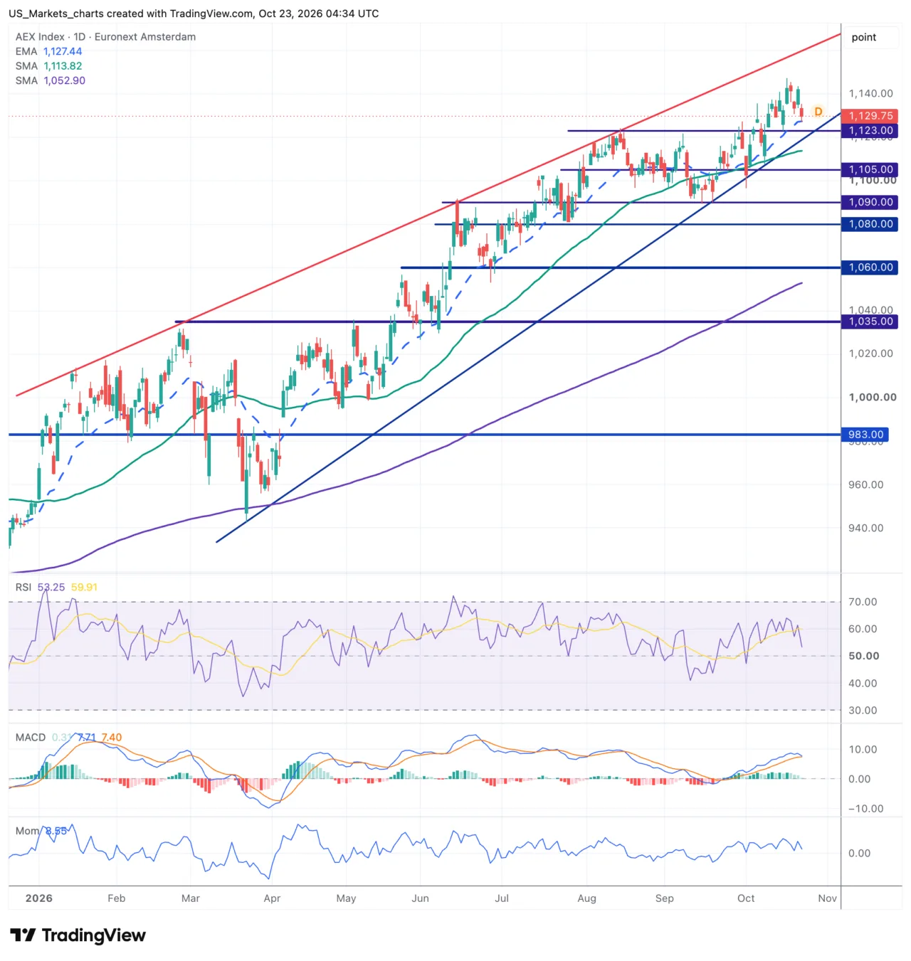 AEX daggrafiek