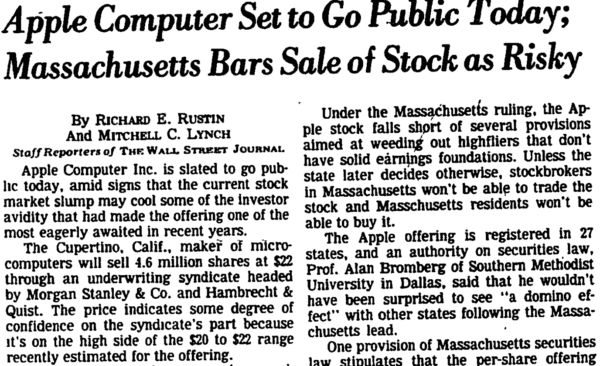 IPO Apple 1980